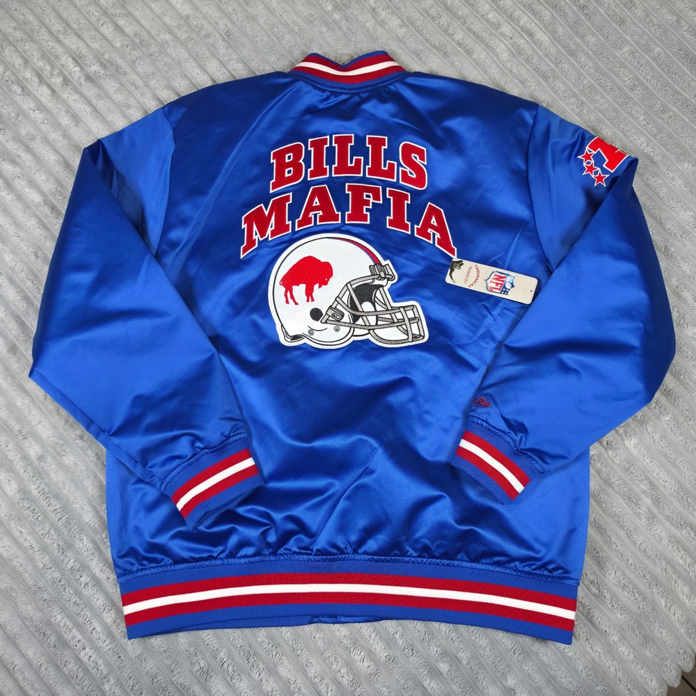 Mitchell & Ness Buffalo Bills Mafia Reversible Satin Bomber Jacket Mens XL NWT